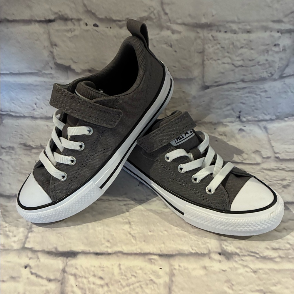 Converse Kids Gray Canvas Sneakers with White Toe